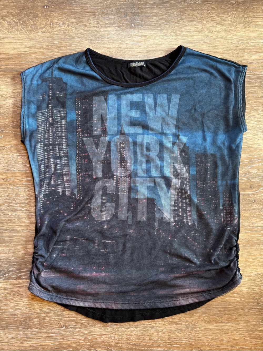 Vanilla Sugar XL Black‎ and Blue New York City Graphic Tee with rhinestone studs